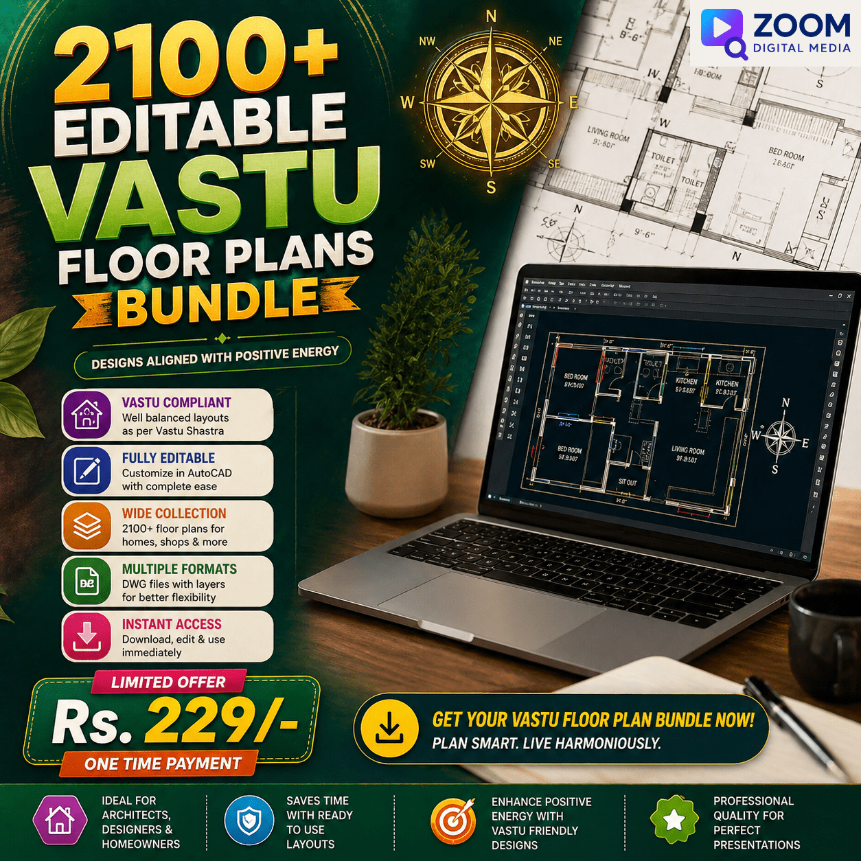 2100+ Editable Vastu Floor Plans Bundle