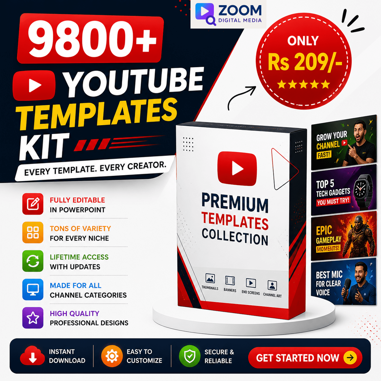9800+ Editable Youtube Templates Kit