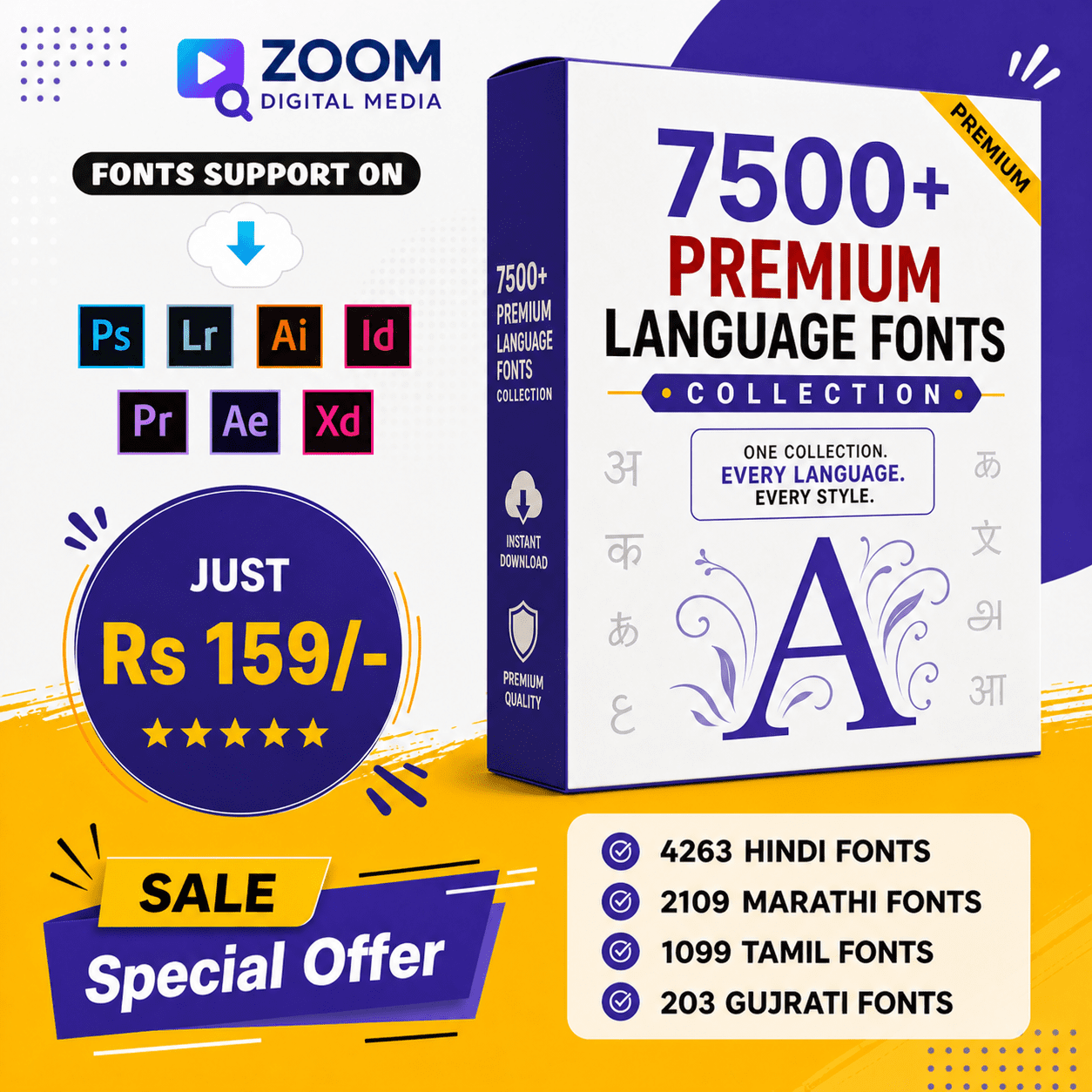 7500+ Premium Language Fonts Collection