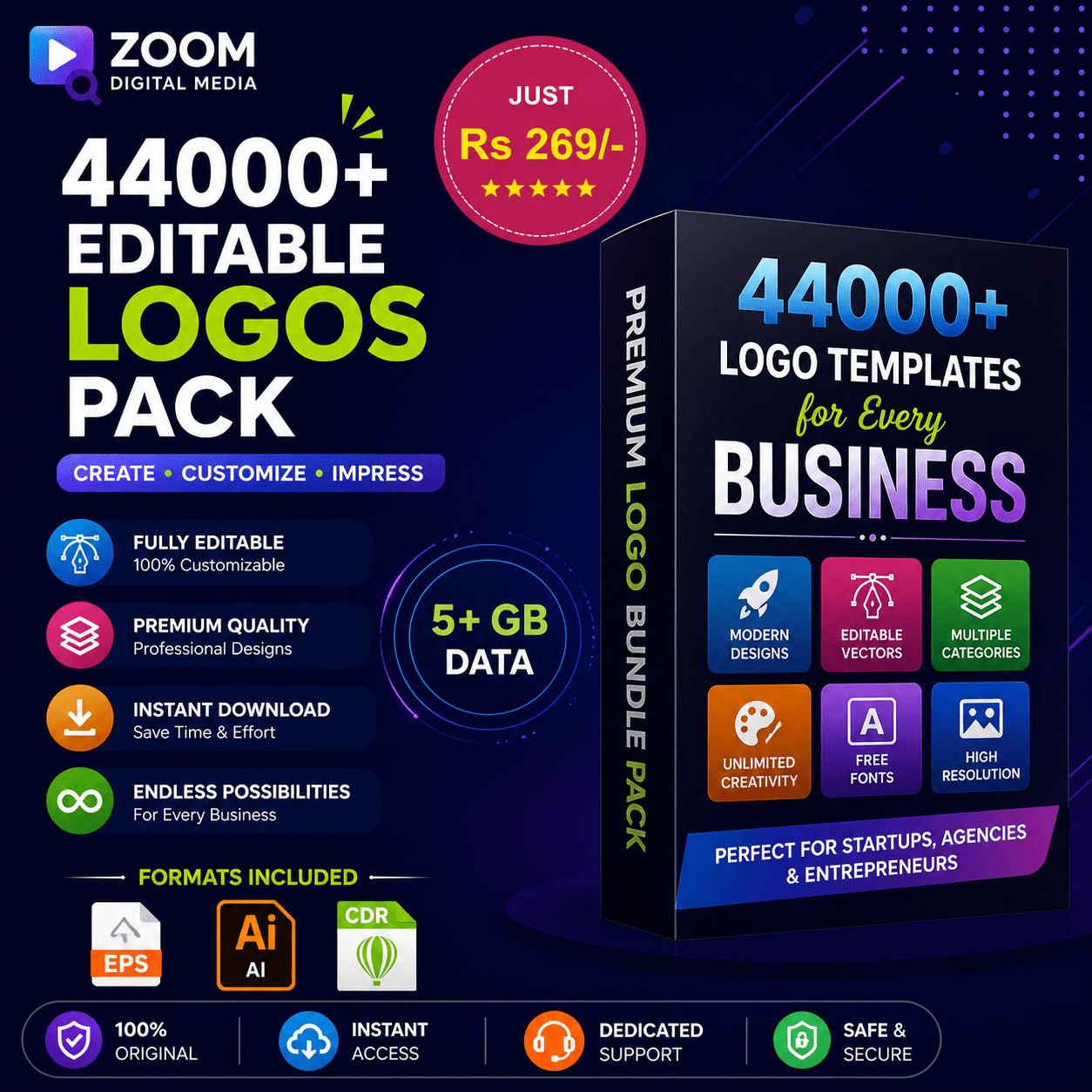 44000+ Fully Editable Premium Logos Pack