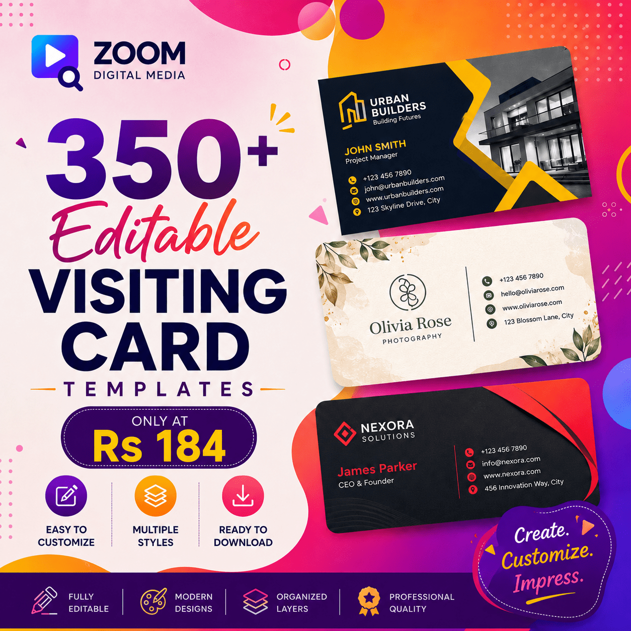 350+ Editable Visiting Card Templates