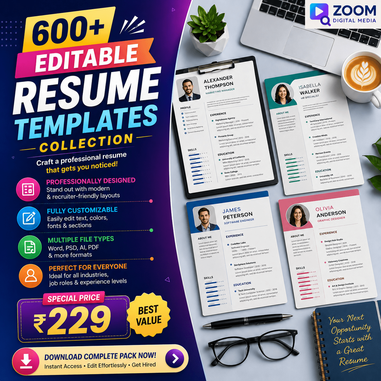 600+ Editable Resume Templates Collection