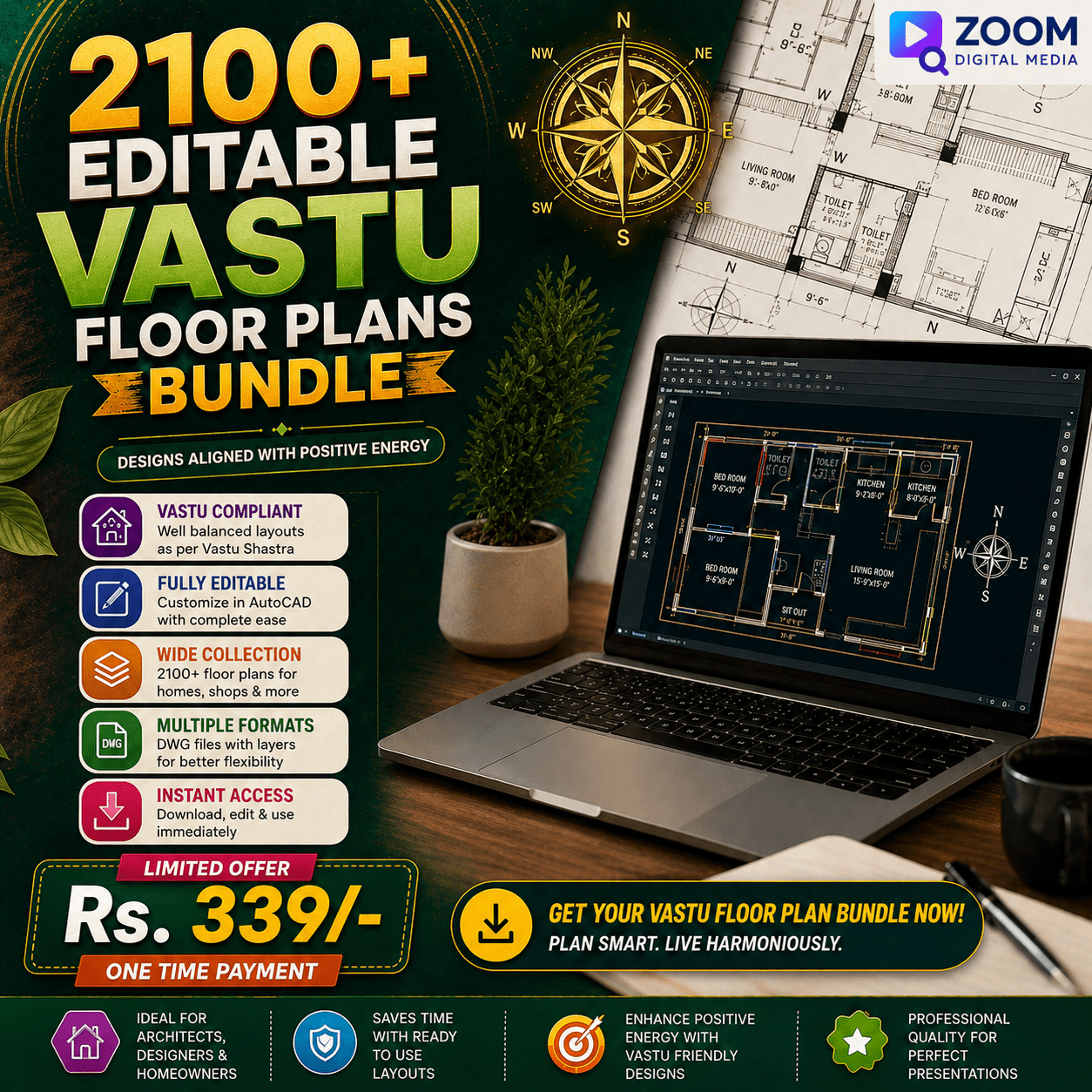 2100+ Editable Vastu Floor Plans Bundle