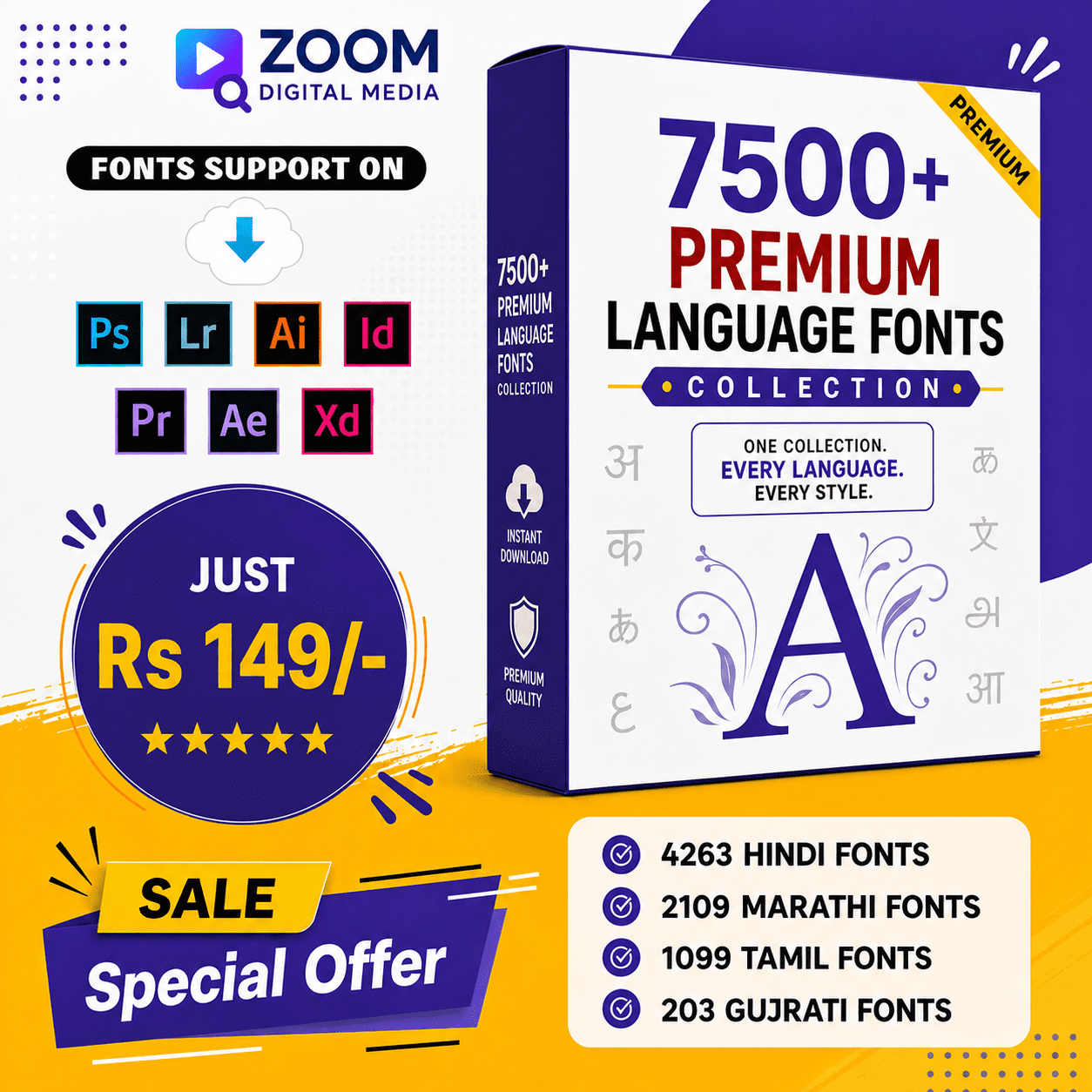 7500+ Premium Language Fonts Collection