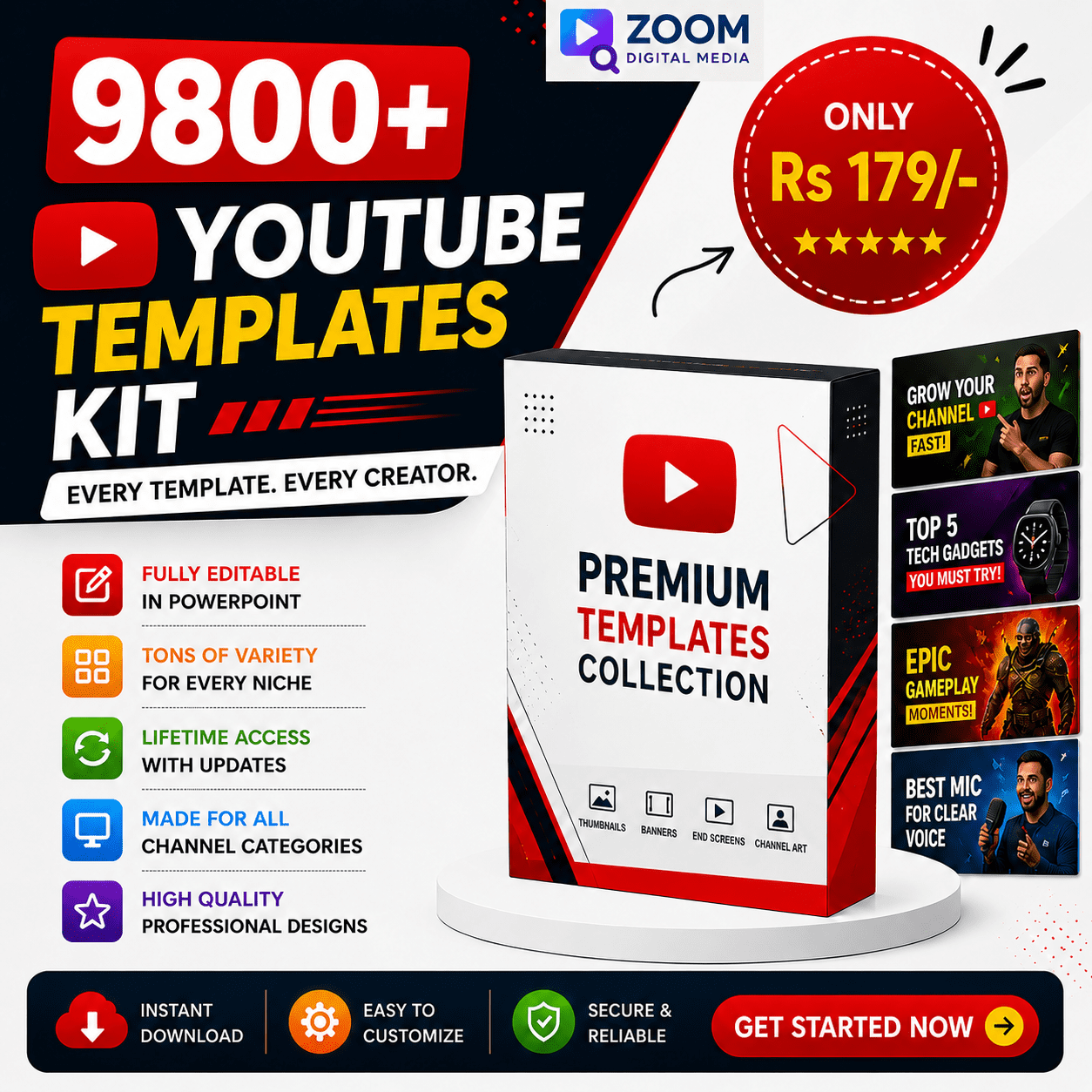 9800+ Editable Youtube Templates Kit