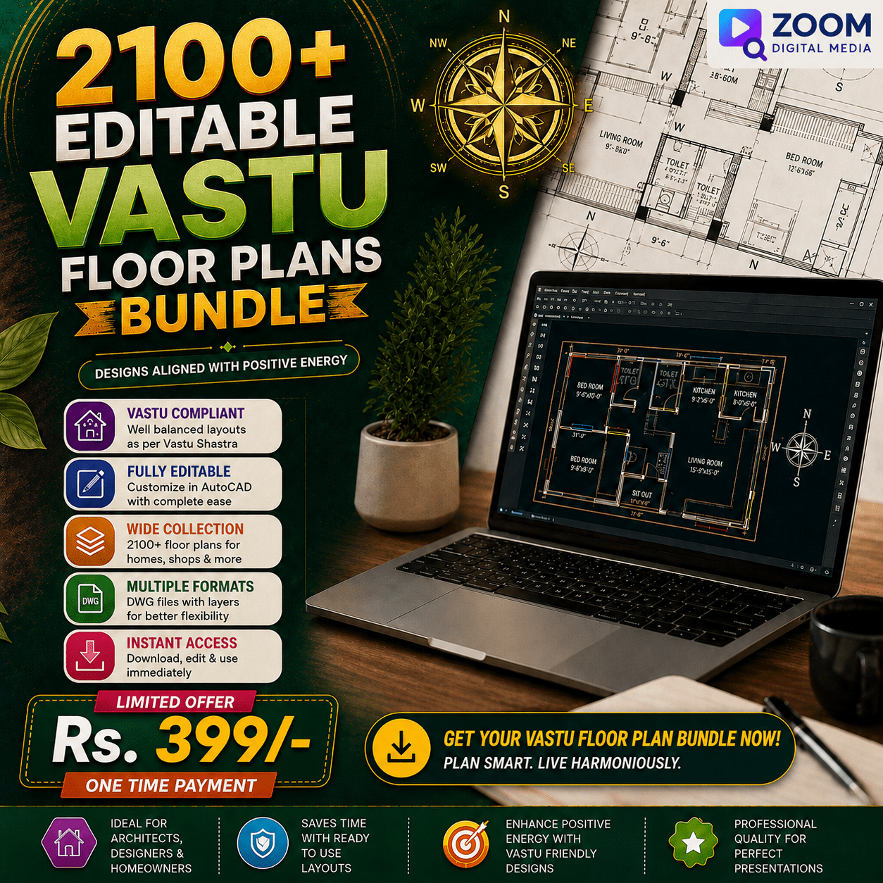 2100+ Editable Vastu Floor Plans Bundle